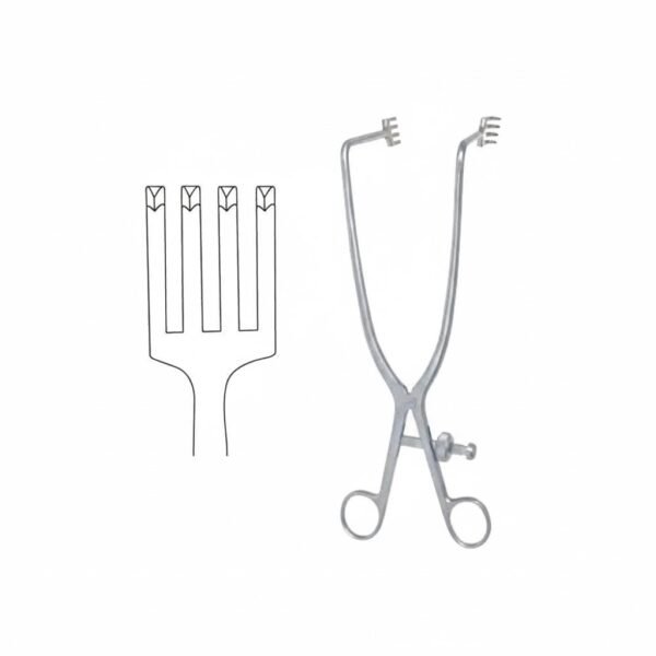 Deep Gelpi Self Retaining Retractor, Angled 90 Degree with 4 Sharp Prongs | NJ Medical Instruments