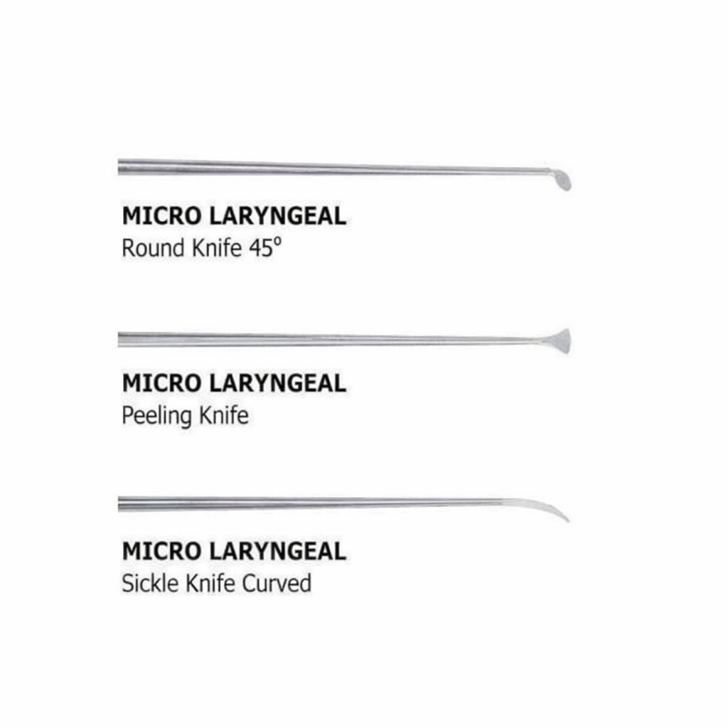 Micro Laryngeal Knives Set of 1 Round Knife, 1 Peeling Knife, 1 Sickle Knife | NJ Medical Instruments Micro Laryngeal Knives Set of 1 Round Knife, 1 Peeling Knife, 1 Sickle Knife | NJ Medical Instruments