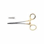 Neivert Needle Holder - Tungsten Carbide Serrated Jaws, One Angled Ring | NJ Medical Instruments