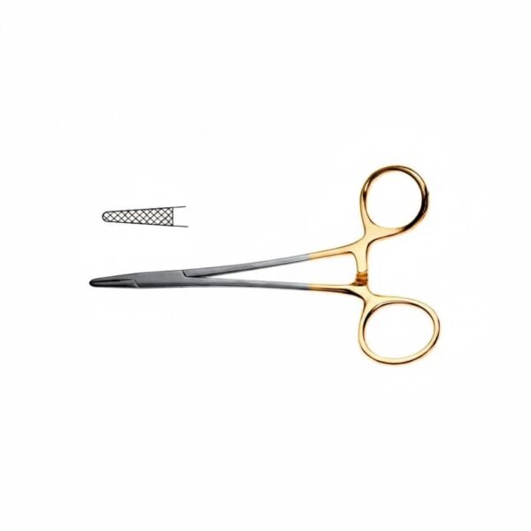 Neivert Needle Holder - Tungsten Carbide Serrated Jaws, One Angled Ring | NJ Medical Instruments