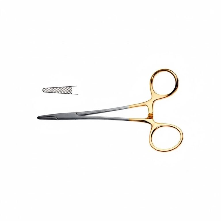 Neivert Needle Holder - Tungsten Carbide Serrated Jaws, One Angled Ring | NJ Medical Instruments
